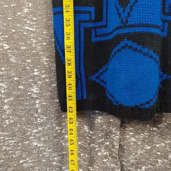 Vintage Body Heat Blue/Black Geometric‎ Sweater Dress Women's S/M - Picture 5 of 7